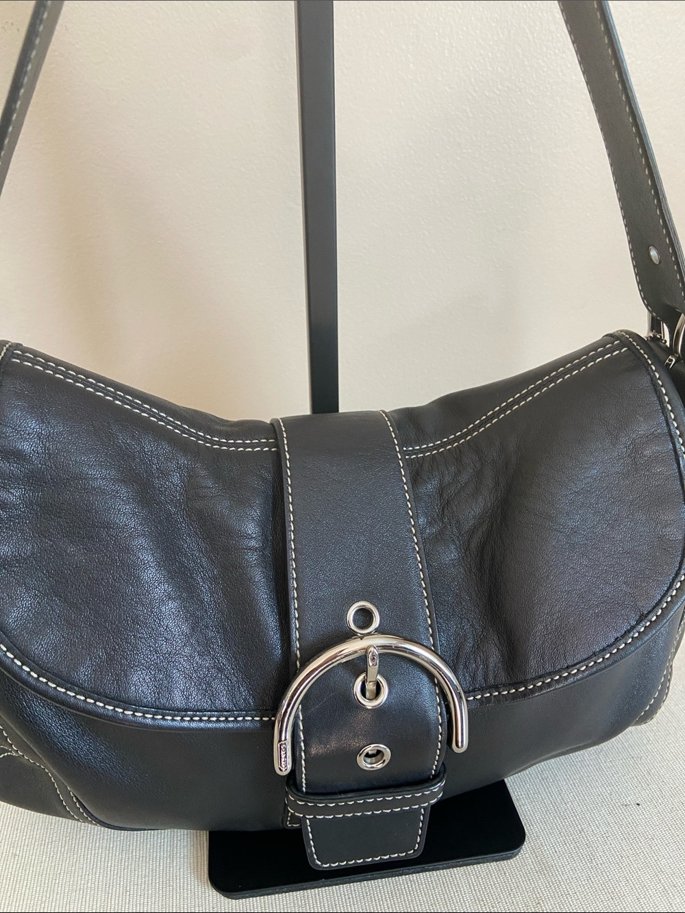 Coach Soho Large Buckle Flap Shoulder Bag Black Leather Style 6248 - Picture 3 of 16